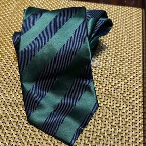 Elegant Striped Green and Black Tie